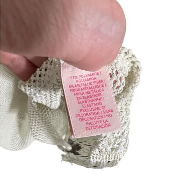 VICTORIA'S SECRET Shimmer swim cover up with fringe medium cream knit oversized - Picture 4 of 10